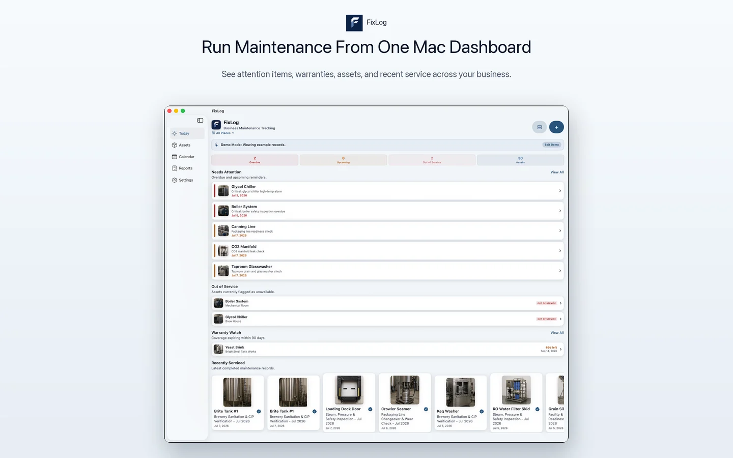 FixLog Mac maintenance dashboard