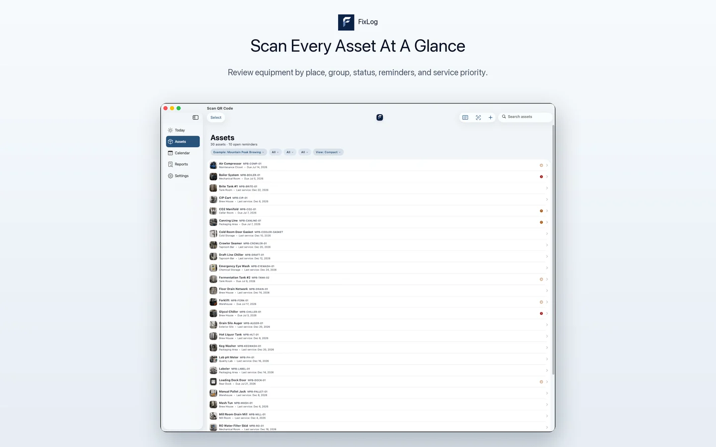 FixLog Mac asset list