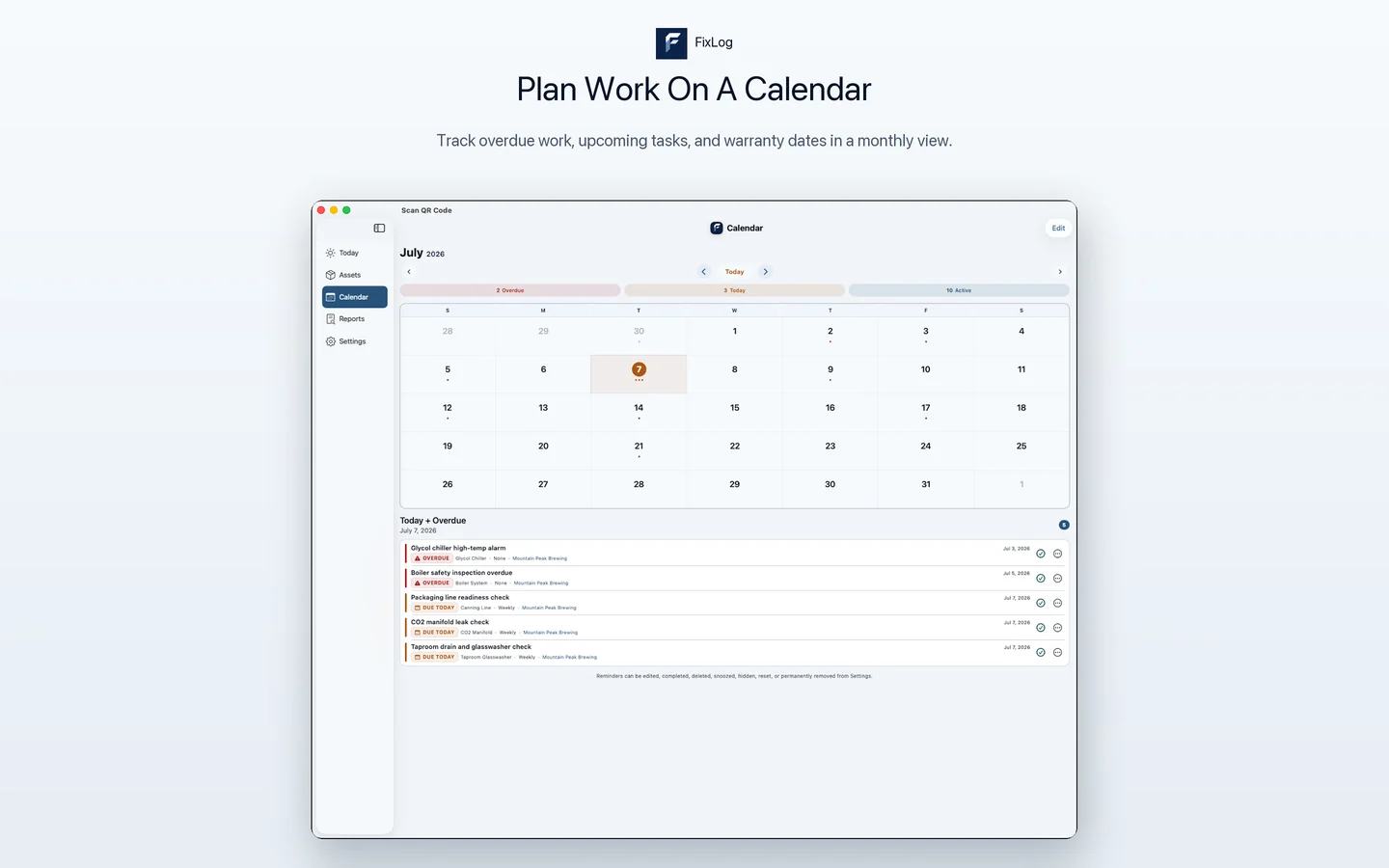 FixLog Mac maintenance calendar