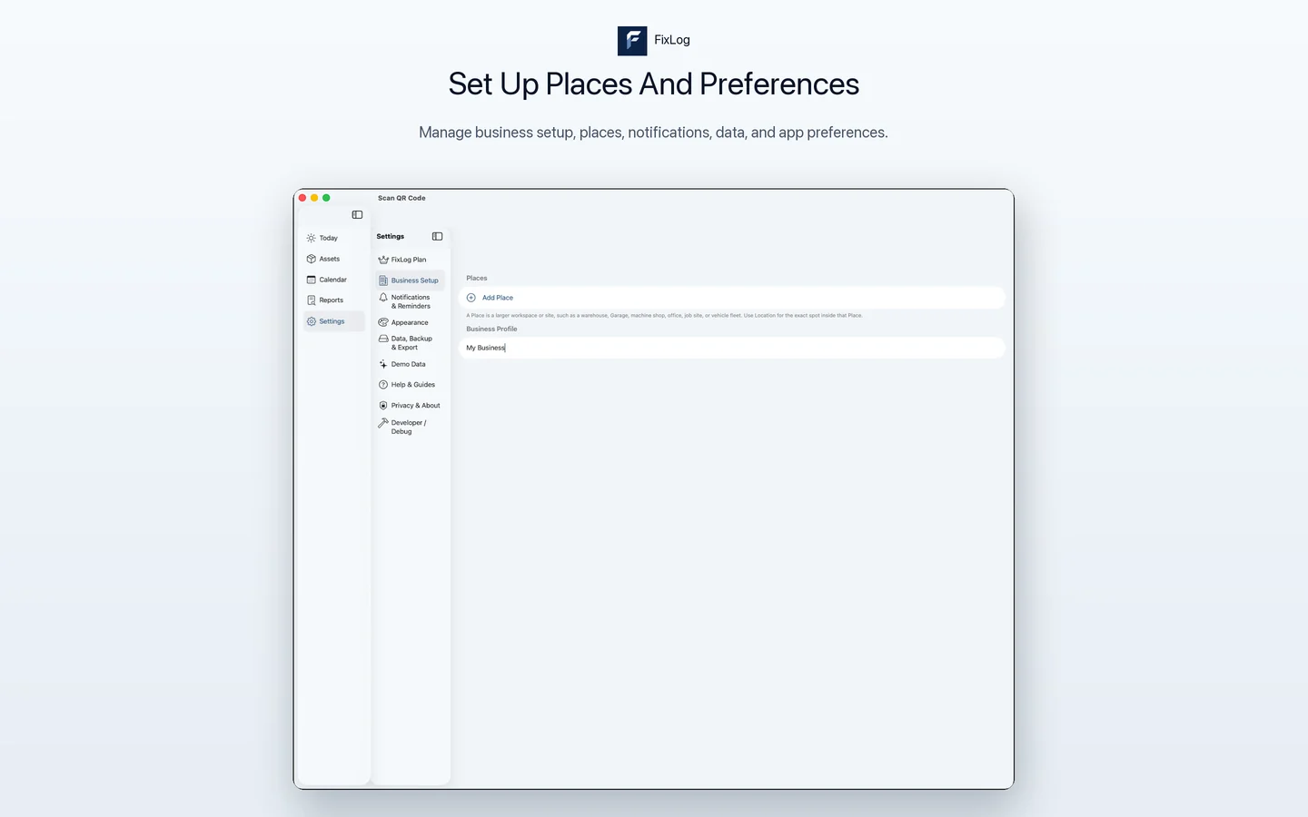 FixLog Mac places and preferences settings