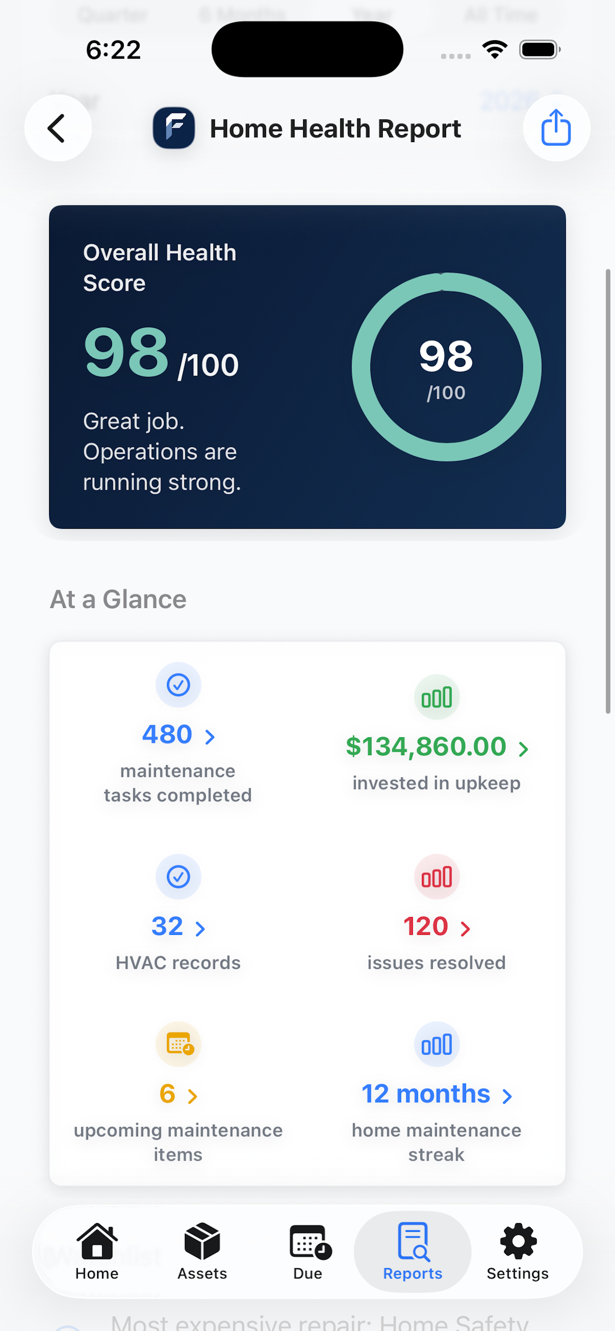 FixLog report screen