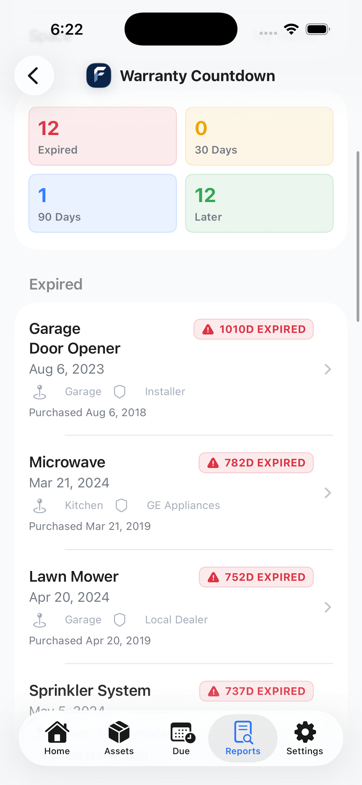 FixLog Warranty Countdown