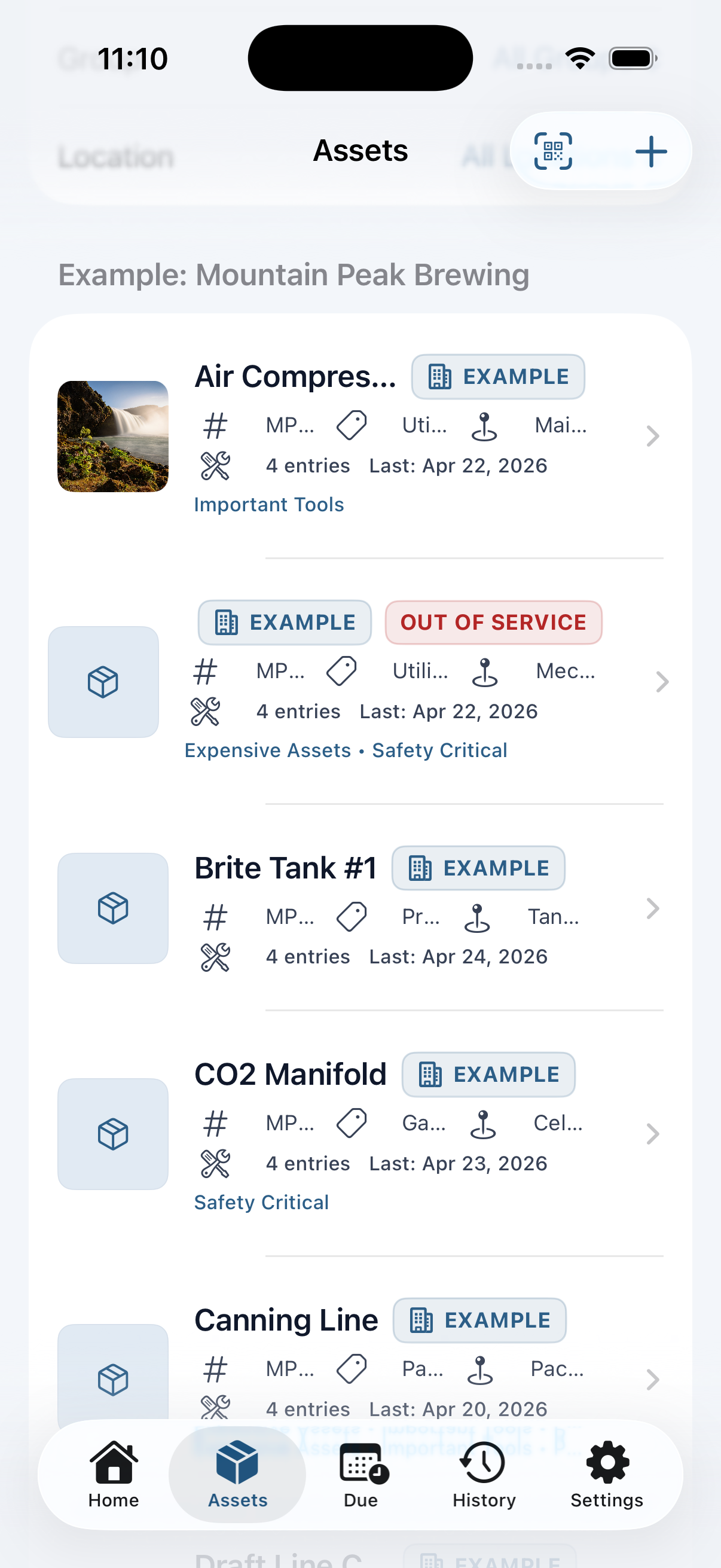 FixLog iPhone light mode assets screen